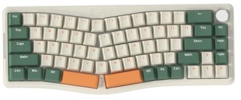 AJAZZ AKS068PRO 65% kabellose Gaming-Tastatur mit Spiralkabel,68 Tasten Alice-Layout BT5.0/2,4G/Wired mechanische Tastatur,RGB-Hot-Swap-fähig,VIA programmierbar mit Knopf,Dichtungsmontage-Grün