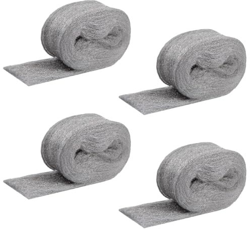 4 Rollen Stahlwolle Gegen Mäuse, 16M Güteklasse 000 Wirksam, Für Reinigen und Polieren, Fein Gegen Nagetiere Steel Wool Für Haus, Garage, Garten, Wand Ritzen