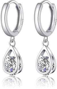 SLUYNZ Sterling Silber CZ Creolen Ohrringe Hängend für Damen Zirkonia Ohrringe Huggie (A-Silber)