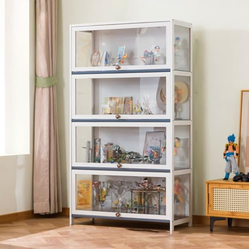CTREVL Glasvitrine Vitrine für Sammlerstücke, Acryl-Sammlungsvitrine, vitrinenschrank, Versiegelt und Staubdicht, Durchsichtige Vitrine für Wohnzimmer und Büro Mehrere Größen(80x33x140cm)