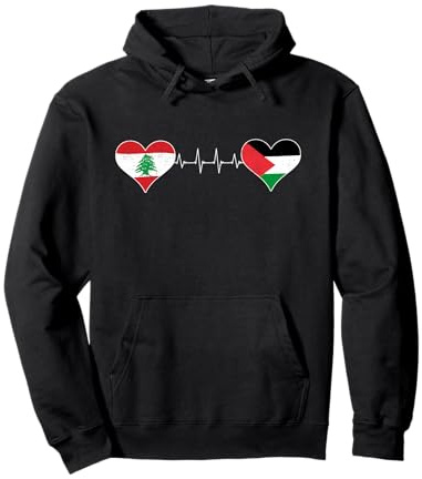 Drapeau Liban Palestine Palestinien Libanais Cœurs Coeur Sweat à Capuche