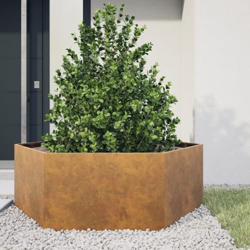 LLEZKBR Furniture Select-Garden Pflanzgefäß Hexagon 138x120x45 cm Cortenstahl