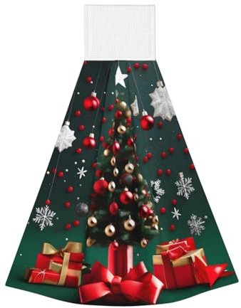 ZhRiYan Salviette per le mani in velluto di corallo con palline rotonde per albero di Natale, panni assorbenti per cucina, bagno, auto, campeggio - uso domestico
