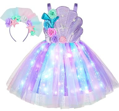 Spooktacular Creations Costume d'Halloween pour fille - Robe tutu lumineuse avec bandeau - Violet clair