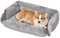 Dogat Hundebett waschbar, Hundesofa, 63x52cm | 4 Größen (S-XL), Flanell-Oberfläche, rutschfest, Hundekissen mit Reißverschluss für kleine, mittlere & große Hunde, Grau