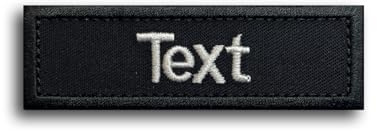 ZEROMEK Namensschild bestickt mit Klett – Klett Patch personalisiert mit Wunschtext – Stickschild in diversen Größen & Farben (Schwarz, 8x2,5cm)