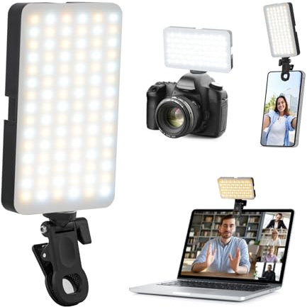 Luce per Foto Telefono Ring Light: 90 LED Ricaricabili Luci di Riempimento del telefono, Videoconferenze, Uso del Computer Portatile, Riunioni di Zoom, TikTok, Fotografia Vlog