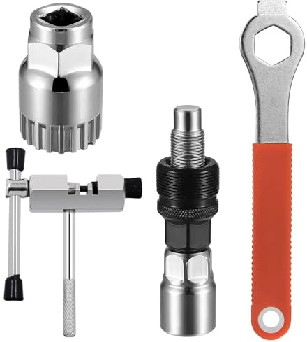 WORUIB 4Pcs Set Bicycle Crank Removal Tool Set, Professional Bike Bottom Bracket Remover with Pedal Wrench, for Square Threaded Crankset, Bicycle Repair & Mountain Bike Maintenance