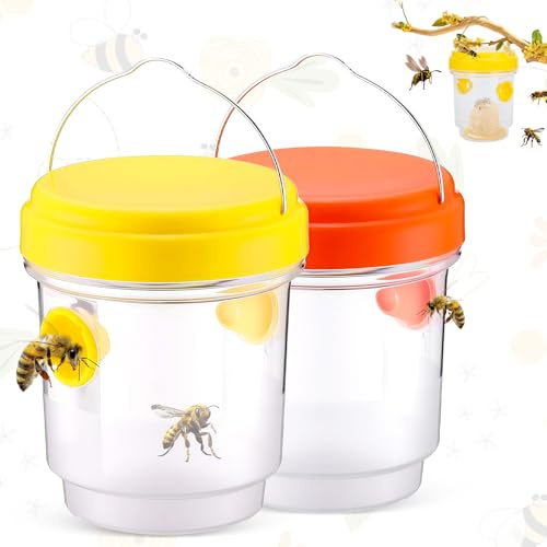 lankai 2 Stück Bienenfalle Außen, Wespenfallen für Draussen, Insektenfalle als Lebendfalle Geeignet, Wespenabwehr Lebendfallen Hornissenfalle, Lebendfalle Wespen, Insektenfänger aus Kunststoff