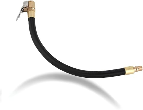 Msiud 14cm Reifenfüllschlauch 90° Schnellkupplung für US-Ventile 300PSI | Robuster Aufbau für Hohe Haltbarkeit, Zuverlässige Dichtung ohne Luftverlust, Einfache Handhabung für Schnelle Reifenfüllung