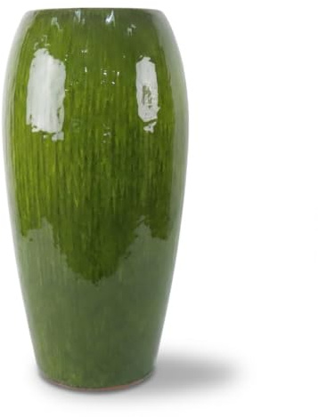 Provencelia Milano Keramik Blumentopf Grün, Größe: XXL - Durchmesser: 31 cm x Höhe: 61 cm, frostbeständig, handgefertigt, mediterraner Übertopf für Garten Balkon Outdoor