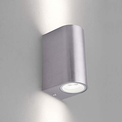 Maxkomfort Aussenleuchte 1267 up&down 2x GU10 Fassung Wandleuchte Aussenwandlampe Wandlampe Aussenwandleuchte Edelstahl (LED 5W Neutralweiß)