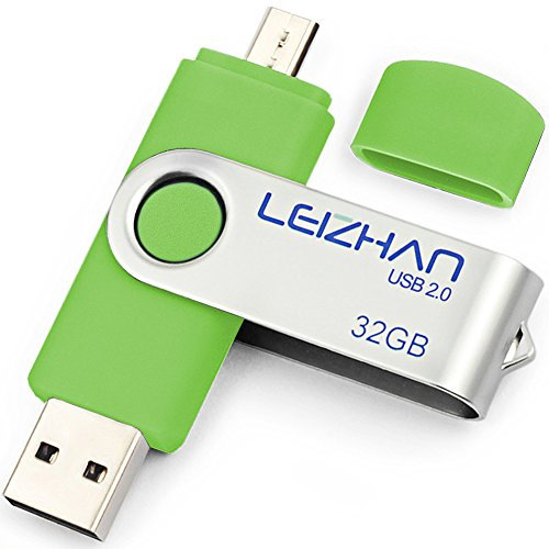 LEIZHAN Clé USB 32Go USB 2.0 OTG 2 en 1 Flash Drive Mémoire Stick pour PC Ordinateur Portable Android Smartphone Tablette-Vert