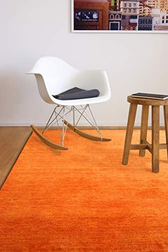 floor factory Gabbeh Teppich Karma orange Terracotta 200x200 cm - handgefertigt aus 100% Schurwolle