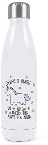 Violet Licorne Always Be Yourself Double Mur Gourde Isolé Acier Inoxydable Sport Boissons 500ml Blanc