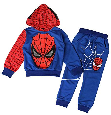 ALANTOP Tuta da ginnastica casual con cappuccio da ragazzo, 2 pezzi, set cosplay, felpa sportiva a maniche lunghe
