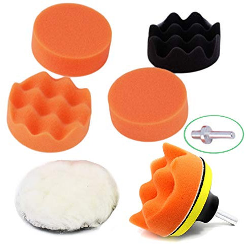 Juego de ruedas de esponja de pulido de 8 piezas, kit de almohadilla de pulido de 3 pulgadas, kit de almohadilla de pulido de coche, almohadillas de pulido de espuma, accesorio de pulido de coche