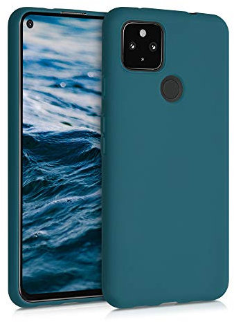 kwmobile Custodia Compatibile con Google Pixel 4a 5G Cover - Back Case per Smartphone in Silicone TPU - Protezione Gommata - petrolio matt