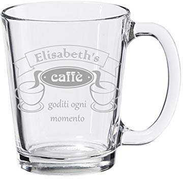 National Engraver Tazza di caffè, tazza in vetro trasparente, personalizzata con incisione - standard