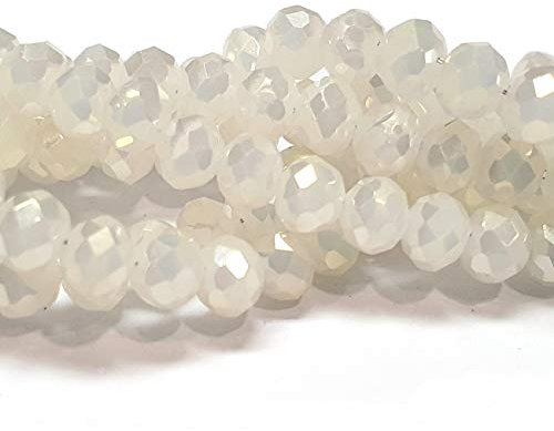 Cuentas de cristal checo, de cristal CZ de Bohemia, redondas, facetadas, 4/6/8/10 mm, nacaradas blancas, 4 x 3 mm