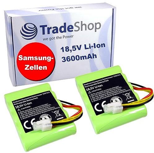 Trade-Shop Lot de 2 batteries Li-ion de rechange pour robot tondeuse Husqvarna Automower 315 (2015, 2016, 2017) 18,5 V 3400 mAh