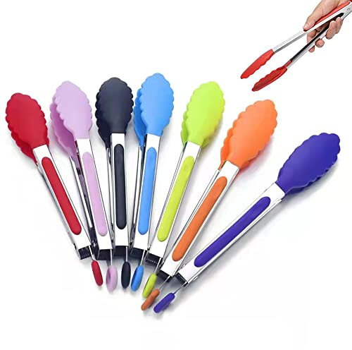 7 Pièces Pinces Cuisine en Acier, Petites Pinces de Cuisine, Pince de Cuisine, Pince de Cuisine Résistant à la Chaleur, Pince Cuisine Professionnel, Pince Cuisine Silicone, pour Grillades, Cuisson