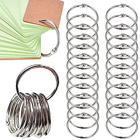 Pack of 100 book rings, 35 mm iron cover ring, nickel-plated, suitable for storing keys, binding loose sheets and photo albums