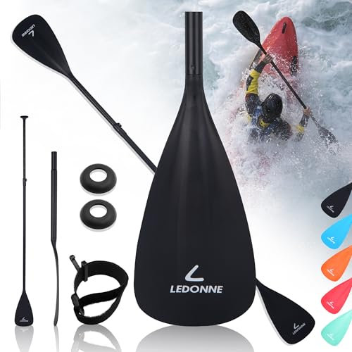 LEDONNE SUP-Paddel, verstellbar, 4-teilig, Stand-Up-Paddel, schwimmend, leicht, tragbar, Kajak-Paddel-Paddel, Ruder mit Schaft aus Aluminiumlegierung und 2 Nylon-Klingen für Schwimmen, Wassersport