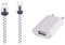 Pack Chargeur pour WIKO Power U30 Smartphone Type C (Cable Noodle 1m Chargeur + Prise Secteur USB) Murale Android (Blanc)