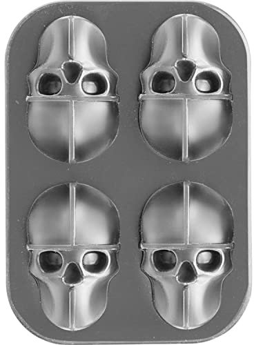 Westmark Eiswürfelbereiter mit Deckel, zum Herstellen von 4 Eiswürfeln gleichzeitig, Totenkopf-Form, Silikon, Mr. Skully, Anthrazit, 52232260