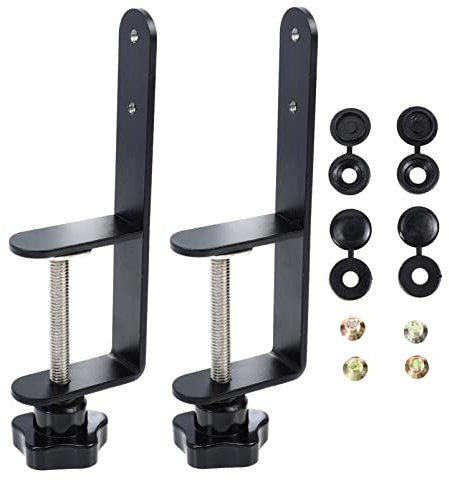 VILLCASE 1 Set Desk Clamp, Pegboard Hook Clips Mounting Accessories for Organizing Tools, Perfboard Mounting Clips, Black Metal Clamp for Home Use