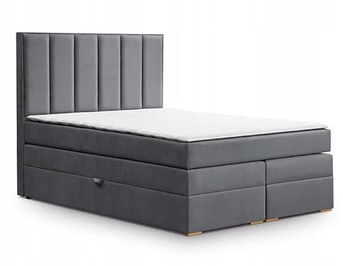 Generisch Boxspringbett Malaga für Schlafzimmer (Dunkelgrau - Bluvel 14, 140 x 200)