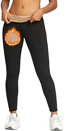 RIOJOY Thermoleggins für Damen Gefütterte Leggings Mit Fleece Verdickte Winter Warme Leggings Hose für Alltag, Schwarz L