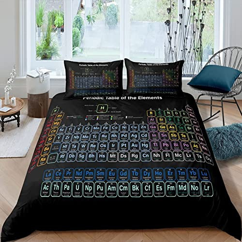 JOMAKE Bettwäsche 135x200 Kinder Schwarz 3D Bettbezug Set, Winter Weiche Mikrofaser Bettwaren,Periodensystem Bettwäsche Set für 1 x Bettbezüge et 2 x Kissenbezüge 80x80