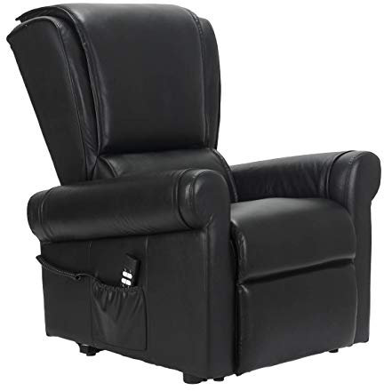 POLTRONE ITALIA Anita 2 Motoren Leder fernsehsessel mit aufstehhilfe elektrisch Medizinisches Gerät Trolley-Räder Mikrofedersitz seniorensessel relaxsessel Schwarz