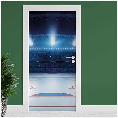 Finest Folia Türfolie 90x200 cm Türtapete Türposter Folie für Tür Wohnzimmer Kinderzimmer Küche Türaufkleber Bad Aufkleber selbstklebend TF03 (02 Eishockeystadion)