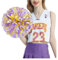 SHTGOI 4 Stück Cheerleading Pompoms Cheerleader Pom Poms Handblumen mit Ring Hell Handgekurbelter Blumenball für Sportwettbewerb Urlaub Feiern Tänze Karnevalspartys Lila+Gelb+Weiß