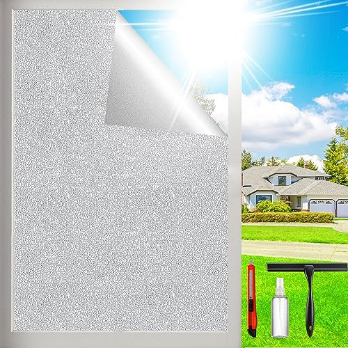Fenster-Sichtschutzfolie, Milchglas, Fensterfolie, Sonnenblockierung, Fenstertönungsfolie für Zuhause, statische Haftung, abnehmbare Glasur, Badezimmertür, Fensterabdeckung, weiß, 90 x 296 cm