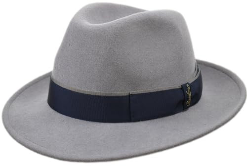 Borsalino Fedora Hut Ricky, reine Wolle Superfine, hellgrau, 60 cm