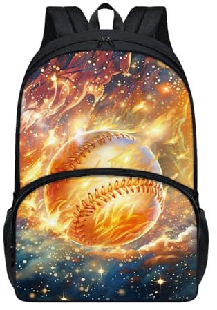 TOADDMOS Novetly Tagesrucksack für Jugendliche, Schultaschen, Büchertasche, Rucksack, Schule, Reisen, Wandern, Fire Softball Galaxy, Einheitsgröße