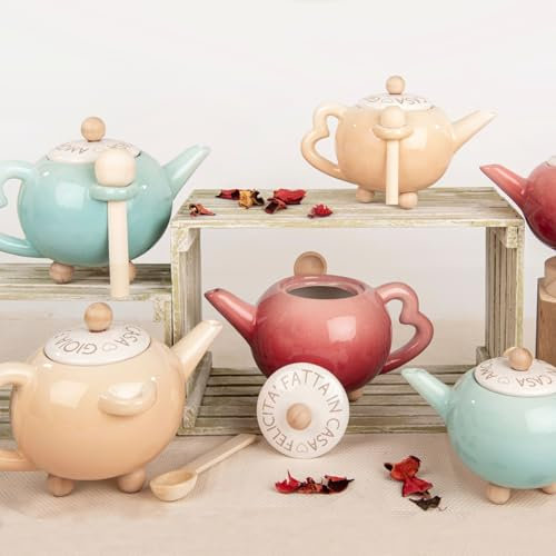 Doni Bomboniere Matrimonio 3PZ Zuccheriera A Forma di Teiera Utili Originali con Anniversario Prima Comunione Santa Cresima Battesimo Frasi Porta Zucchero Tea Pot sul Coperchio Amore Fatto in Casa