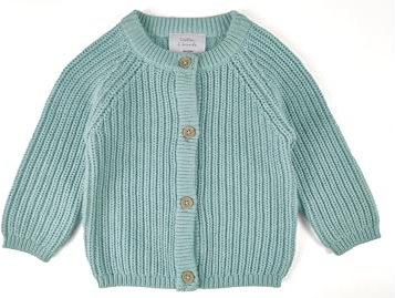 Stellou & friends Cardigan per ragazze e ragazzi | Abbigliamento per bambini di alta qualità in 100% cotone - I V, verde pistacchio, 50/56 cm