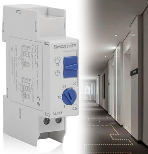 Treppenhausautomat 230V, Elektronisch Treppenhausautomat 16A 230V Treppenhauslichtschalter DIN-Schiene Installierbarer Treppenhausautomat Hutschiene 3- oder 4-Draht-Installation 1 Modul