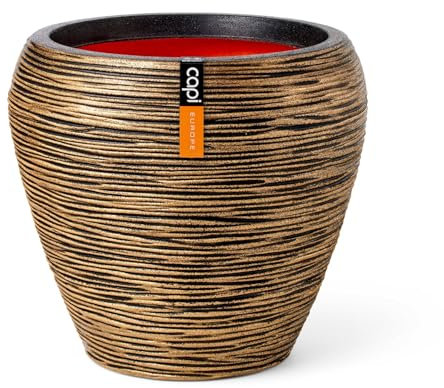 Capi Europe - Gefäß konisch rund Rib NL - 42x38 - Gold - Öffnung Ø31 - Blumentopf für den Innen- und Außeneinsatz - KBGR362