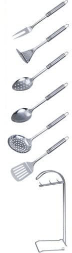 TRTO 7X Stainless Steel Kitchen Tool Set Utensils Stand Spoon Rack Skimmer for Home and Kitchen