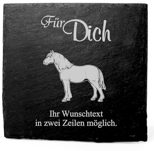Deko Schiefer Untersetzer personalisiert Islandpferd Isländer Pferd - Für Dich - 11x11cm Schwarz Bierdeckel Tischdeko Bieruntersetzer Weinuntersetzer