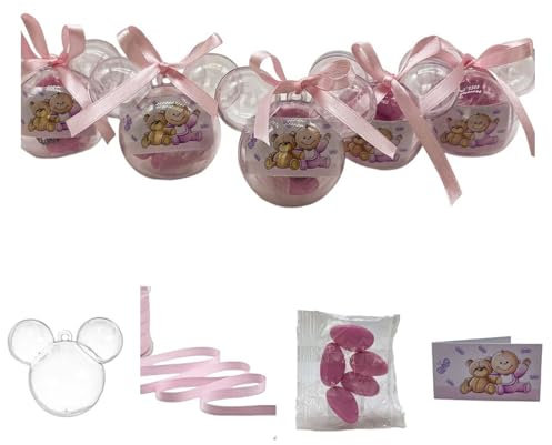 Ingrosso e Risparmio Bomboniera Nascita 12 Scatoline Plexiglass Topolino 12 Bustine Confetti Rosa MAXTRIS 12 Bigliettini Bimbo Personalizzabili Compleanno Battesimo Gadget (Fai da Te - Femmina)