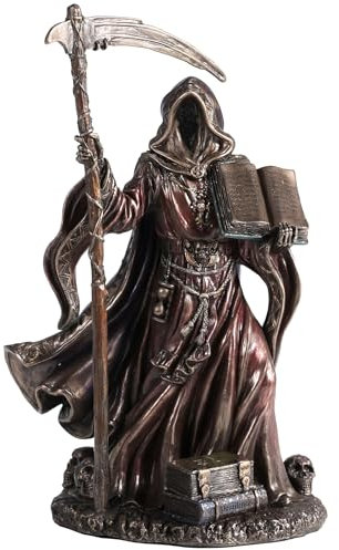 Veronese Design Skulptur Calamity Reaper Holding Scythe and Prophecy, Kaltgussharz, Bronze-Finish, 24 cm