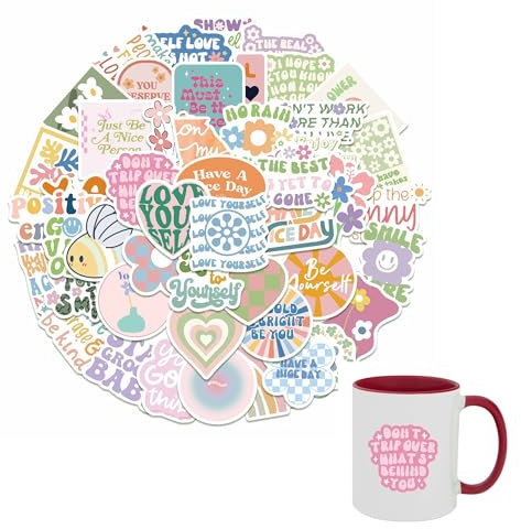 100 Stück Dänische Pastell Aufkleber,Sticker Aesthetic,Dänische Inspirierende Aufkleber,Bunte Niedliche Ästhetische Aufkleber,Viny Aufkleber wasserfeste Aesthetic Sticker Für Jugendliche Mädchen