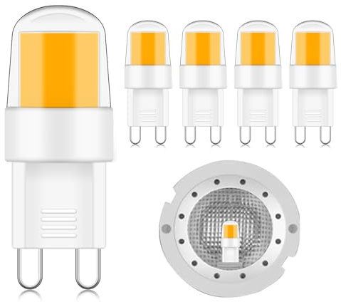 XIMNCHNI G9 LED Lampe 2W 2700K Nicht Dimmbar 20W-28W Halogen Ersatz | 220V COB 280 Lumen Bi-Pin Kurz für Schlafzimmer Leuchter Restaurants Wandleuchte (5 Stück)